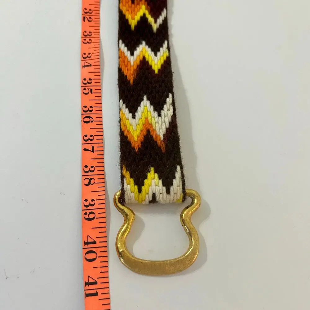 Woven Belt Vintage Gold Colorful Boho Yarn Tapestry Carpet Western Handmade FLAW